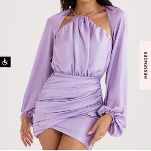 HOUSE OF CB 'Kate' Orchid Satin Front Wrap Mini Dress
